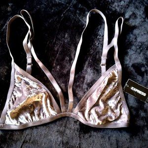 NWT Express Silver Velvet Strappy Bralette